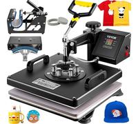 VEVOR 5 en 1 Nueva Máquina de Sublimación de Camiseta 38 X 38 cm Prensa de Transferencia de Calor Digital, Máquina de Prensa de Calor, Máquina de Transferencia de Calor con Placa Ajustable Negro
