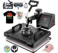 VEVOR 5 en 1 Prensa de Calor, Máquina de Transferencia de Calor Multifuncional de 38 x 30 cm, Máquina de Impresión de Calor Giratoria para Tazas Camisetas con Pantalla LED Digital Negro