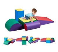 VEVOR 5 PCS Juego de Juguetes de Escalada de Espuma, Bloques de Escalada de Cuero Sintético, Juego de Actividades para Trepar y Gatear en Interiores Fácil de Limpiar, para Niños de 6 Meses a 3 Años