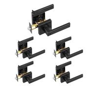 VEVOR 5 PCS Manija de Puerta de Privacidad, Manija Reversible para Zurdos o Diestros con Cerradura sin Llave, Rotación de 45° para Abrir, Interior Cuadrado Universal para Puertas de Baño, Negra Mate