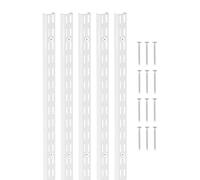 VEVOR 5 Piezas Rieles Verticales de Doble Ranura de 1536 x 27 x 16 mm, Sistema de Soporte Resistente con 25 Tornillos Ideales para Estanterías de Pared, Armarios y Organización, Color Blanco