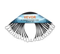 VEVOR 50 PCS Cuerda Elástica Plana de 19,8 mm Correas Elásticas Resistentes con Ganchos en Forma de S de Acero Cuerda Elástica de 53 cm de Largo para Carga, Camiones y Tiendas de Campaña, Negro