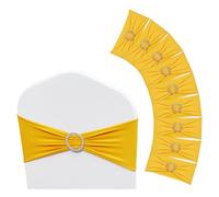 VEVOR 50 Piezas, Fajas Elásticas de Spandex para Sillas, Fundas para Sillas y Bandas Elásticas para Sillas con Hebilla Redonda, Bandas Elásticas para Sillas, para Bodas, Fiestas(50 Piezas, Amarillo Do