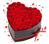 VEVOR 50 Rosas Eternas en Caja con Forma de Corazón, Ramo de Flores Preservadas, Caja de Regalo de Flores para tu Esposa, Madre, Pareja, para Boda, Día de la Madre, San Valentín, Navidad, Rojo