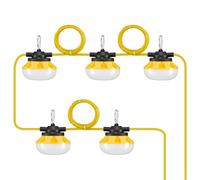 VEVOR 50 W Cadena de Luces para Construcción de 15,24 m 5000 LM 5 Unidades 5000 K, IP65 Resistente al Agua con Ganchos para Colgar, para Obras de Construcción, Iluminación Temporal para Exteriores