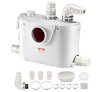 VEVOR 500 W Bomba Trituradora para Inodoro con 4 Entradas de Agua, Caudal de 29 GPM, Altura de 8 m, Máquina de Descarga Ascendente para Eliminación de Aguas Residuales para Inodoro, Lavabo y Bañera