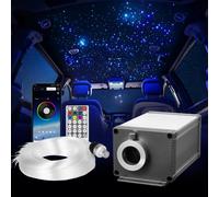 VEVOR Kit de Luces de Estrella de Fibra Óptica, 550 PCS 0,76 mm 3 m Luces de Techo de Fibra Óptica con Aplicación Bluetooth, Control Remoto, Activación por Sonido, Motor de Luz RGBW para Coche