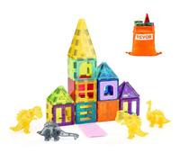 VEVOR Bloques Magnéticos 56 PCS Bloques Magnéticos para Construcción de Animales para Niños con 4 Dinosaurios Juguetes Educativos Sensoriales Stem para Apilar Regalo para Niños de 3 Años en Adelante