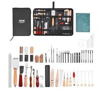 VEVOR 59 Piezas Kit de Herramientas para Trabajar el Cuero con Bolsa de Lona Portátil, Herramientas de Corte para Estampación, Costura y Grabado, para Principiantes, Entusiastas del Bricolaje