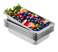VEVOR 6 Bandejas Rectangulares de Acero Inoxidable, 13 L Unidades Bandeja Honda Rectangular para Servir, Bandeja Profunda, Bandeja de Acero Inoxidable, Bandeja para Arroz al Vapor