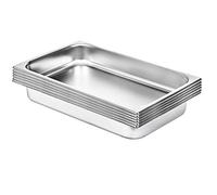 VEVOR 6 Bandejas Rectangulares de Acero Inoxidable, Tamaño 50 x 30 x 5 CM, Unidad Bandeja Honda Rectangular para Servir, Bandeja Profunda Rectangular, Bandeja de Acero Inoxidable para Arroz al Vapor