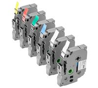 VEVOR 6 Paquetes Cinta para Etiquetas, Ancho de 12 mm, Compatible con Varios Modelos de Brother P-Touch, Repuesto para Letra Tag TZe-131, TZe-231, TZe-431, TZe-531, TZe-631 y TZe-731, Multicolor