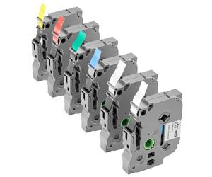 VEVOR 6 Paquetes Cinta para Etiquetas, Ancho de 12 mm, Compatible con Varios Modelos de Brother P-Touch, Repuesto para Letra Tag TZe-131, TZe-231, TZe-431, TZe-531, TZe-631 y TZe-731, Multicolor