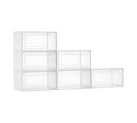 VEVOR 6 PCS Cajas para Zapatos, Cajas Apilables Transparentes con Puerta Magnética, Aptas hasta la Talla 13 de EE. UU., Contenedores de Plástico para Tacones Altos, Botas, Blanco Transparente