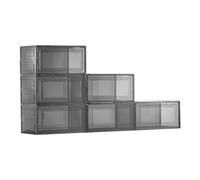 VEVOR 6 PCS Cajas para Zapatos, Cajas Apilables Transparentes con Puerta Magnética, Aptas hasta la Talla 13 de EE. UU., Contenedores de Plástico para Tacones Altos, Botas, Negro Transparente