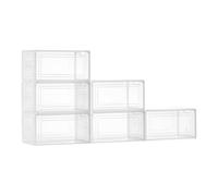 VEVOR 6 PCS Cajas para Zapatos, Cajas Apilables Transparentes con Puerta Magnética, Aptas hasta la Talla 13 de EE. UU., Contenedores de Plástico para Tacones Altos, Botas, Blanco Transparente