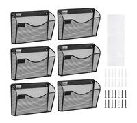 VEVOR 6 PCS de Estantes de Pared de Malla Metálica para Archivos de 1 Capa Carpeta de Almacenamiento de Documentos y Papel, Estante de Pared de Archivos con Etiqueta con Nombre para Oficina, Escuela