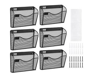 VEVOR 6 PCS de Estantes de Pared de Malla Metálica para Archivos de 1 Capa Carpeta de Almacenamiento de Documentos y Papel, Estante de Pared de Archivos con Etiqueta con Nombre para Oficina, Escuela
