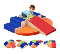 VEVOR 6 PCS Juego de Juguetes de Escalada de Espuma, Bloques de Escalada de Cuero Sintético, Juego de Actividades para Trepar y Gatear en Interiores Fácil de Limpiar, para Niños de 6 Meses a 3 Años