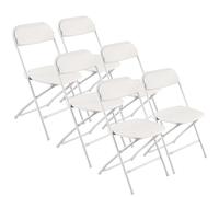 VEVOR 6 PCS Sillas Plegables, Sillas Plegables Apilables Portátiles de Plástico con Estructura de Metal Resistente Carga de 158 kg para Mesa de Cartas para Casa, Jardín, Fiestas y Eventos, Blanco
