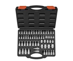 VEVOR 60 PCS Juego de Dados Torx y Dados Torx Externos, T6-T70, TT6-TT70, TP8-TP60, E4-E24, Acero de Aleación S2 y Acero Cr-V, con Impulsores de 1/4", 3/8" y 1/2", Estuche de Almacenamiento