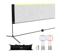 VEVOR Red de Bádminton, Red de Voleibol Ajustable en Altura, 606x155x103 cm, Juego de Red de Tenis Portátil con Postes, Soporte, Bolsa, Raquetas, Volantes de Nailon, Uso en Interior y Exterior