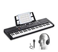 VEVOR 61 Teclas Piano de Teclado Digital Portátil 200 Tonos, 200 Ritmos con 60 Canciones de Demostración, Altavoces Duales Integrados, Auriculares, Micrófono y Pegatinas de Piano para Principiantes