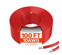 VEVOR 6mm²/10 AWG Cable de Extensión para Panel Solar 30,48m, Impermeable IP67, Rojo