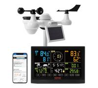 VEVOR 7 en 1 Estación Meteorológica Inalámbrica Wifi Interior Exterior Gran Pantalla a Color 19 cm (7.5-inch) Estación Meteorológica Digital Temperatura Humedad Velocidad Dirección del Viento Sensor d