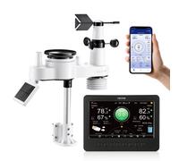 VEVOR 7 en 1 Estación Meteorológica Solar Wifi, con Pantalla TFT de 177,8 mm, Sensor Solar Exterior, Temperatura, Humedad, Lluvia, Velocidad del Viento, Dirección del Viento, Rayos UV y Luz Solar