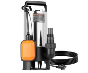 VEVOR 710 W Bomba de Sumidero Sumergible, Bomba de Sumidero de Acero Inoxidable 20000 L/H con Interruptor de Flotador Automático y Altura de Descarga de 9 m, para Evacuación de Aguas Residuales