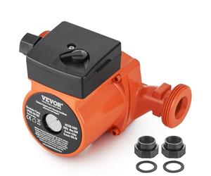 VEVOR 72 W Bomba de Recirculación de Agua Caliente Bomba de Circulación 50 L/min, Bomba de Circulación de 3 Velocidades Altura Máxima de Descarga 4 m para Sistema de Calentador de Agua Doméstico
