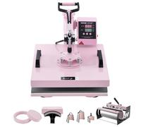 VEVOR 8 en 1 Máquina de Prensado por Calor con Prensa de Vaso de 325-887ml, 380 x 380 mm, Prensa Térmico con Giro de 360° con Control Digital Preciso para Camiseta, Taza, Sombrero y Plato, Rosa