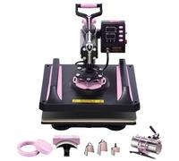 VEVOR 8 en 1 Máquina de Prensado por Calor de 290x380mm para Taza, Negro Rosa
