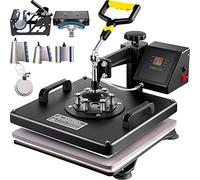 VEVOR 8 en 1 Transferencia Digital Sublimación Calor Prensa, Prensadora de Calor para Camiseta Taza Sombrero Gorra 38 x 38 cm, Máquina de Prensa de Calor con Placa Ajustable Multifuncional Negro