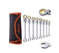 VEVOR 8 PCS Juego de Llaves de Trinquete de Cabeza Flexible, Juego de Llaves Combinadas con Bolsa Enrollable Juego de Llaves Mediano Métricas de 8-17 mm para Uso Doméstico, Reparaciones de Automóviles