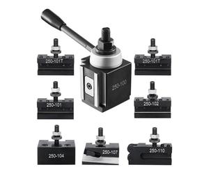 VEVOR 8 PCS Juego de Postes de Herramientas con Portaherramientas de Torno, Poste de Herramientas Tipo Cuña con Accesorios de Portaherramientas de Torneado para Minitorno y Torno de Metal 152,4-305 mm