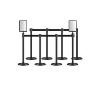 VEVOR 8 PCS Poste de Estaca de Acero al Carbono de 2 m con Base Hueca de Inyección de Arena, Cinturones Retráctiles Negros y 2 Soportes para Letreros para Teatro, Fiesta, Boda, Exposición, Negro