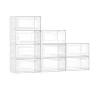 VEVOR 9 PCS Cajas para Zapatos, Cajas Apilables Transparentes con Puerta Magnética, Aptas hasta la Talla 13 de EE. UU., Contenedores de Plástico para Tacones Altos, Botas, Blanco Transparente