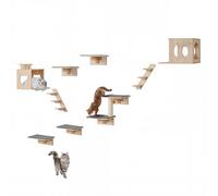 VEVOR 9 PCS Estantes de Pared para Gatos Carga de 18,14 kg Estantes de Pared para Gatos y Perchas con Tablas para Saltar, Camas para Gatos, Hamacas y Árboles para Gatos para Dormir, Jugar y Trepar