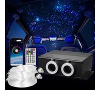 VEVOR Kit de Luces de Estrella de Fibra Óptica, 900 PCS 0,76 mm 3 m Luces Brillante Fibra Óptica 20 W con Aplicación Bluetooth, Control Remoto, Activación por Sonido, Motor de Luz RGBW para Coche