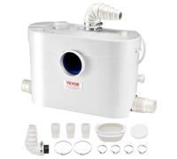 VEVOR 900 W Bomba Trituradora para Inodoro con 4 Entradas de Agua, Caudal de 48 GPM, Altura de 12 m, Máquina de Descarga Ascendente para Eliminación de Aguas Residuales para Inodoro, Lavabo y Bañera