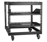 VEVOR 9U Rack de servidor de marco abierto, profundidad ajustable de 23'' a 40'', rack de servidor de red independiente o de montaje en pared con ruedas de 360°, 4 postes resistentes que sostienen tod