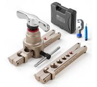 VEVOR Abocardador Tubo, Herramienta de Abocardado HVAC 9 a 16 mm, 45 Grados Cono Excéntrico Kit con Abrazaderas para Tubos de Cobre y Aluminio con Cortatubos y Desbarbador para Aire Acondicionado