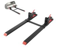 VEVOR Abrazadera de Horquillas de Tractor 1814 kg, Horquillas de Palé Longitud Total de 149 cm, con Barra Estabilizadora Ajustable, Alta Resistencia, para Pala Cargadora, Minicargadora, Tractor