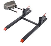 VEVOR Abrazadera de Horquillas de Tractor 907 kg, Horquillas de Palé Longitud Total de 109 cm, con Barra Estabilizadora Ajustable, Alta Resistencia, para Pala Cargadora, Minicargadora, Tractor