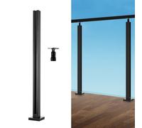 VEVOR Abrazadera de Vidrio, Soporte de Barandilla de Vidrio de 910 x 105 x 105 mm para Vidrio Templado de 10-12 mm de Espesor, Acero Inoxidable 304, para Balcón, Jardín, Cubierta, Escalera, Negro