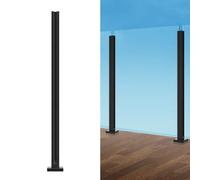 VEVOR Abrazadera de Vidrio, Soporte de Barandilla de Vidrio de 1050 x 105 x 105 mm para Vidrio Templado de 10-12 mm de Espesor, Acero Inoxidable 304, para Balcón, Jardín, Cubierta, Escalera, Negro