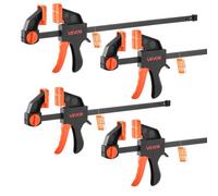 VEVOR Abrazaderas de Barra para Carpintería 2 PCS 30,48 cm 2 PCS 15,24 cm, Abrazadera/Separador de una Mano, Abrazadera en F de Agarre Rápido de Plástico y Acero Carga de 70 kg para Carpintería