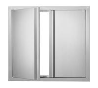 VEVOR Puerta de Acceso a Barbacoa 660 x 610 x 45 mm Puerta de Cocina Exterior Doble Puerta Empotrada de Acero Inoxidable con Manija para Isla de Barbacoa, Estación de Parrilla, Armario Exterior